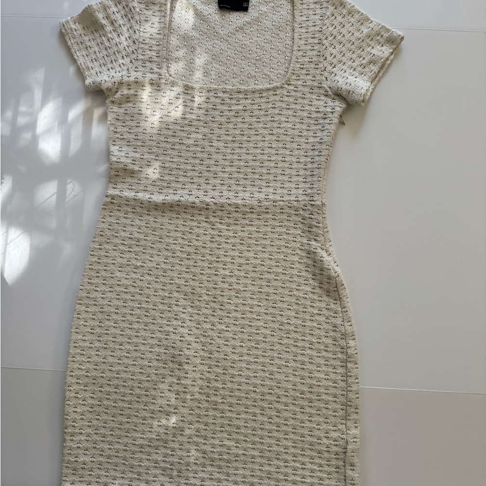 ASOS Cream Textured Mini Dress - Picture 2 of 8